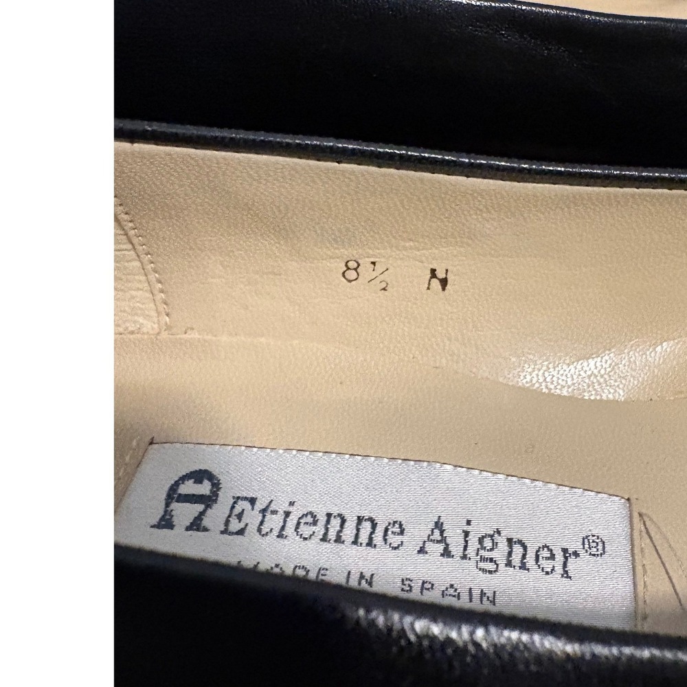 Vintage Etienne Aigner Block Heel Pumps Black Women's Size 8.5N Old Money - Picture 4 of 7